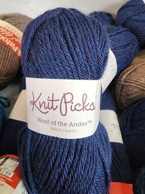 13 Knit Picks Wool of the Andes Solstice Heather Yarn - Deep Blue